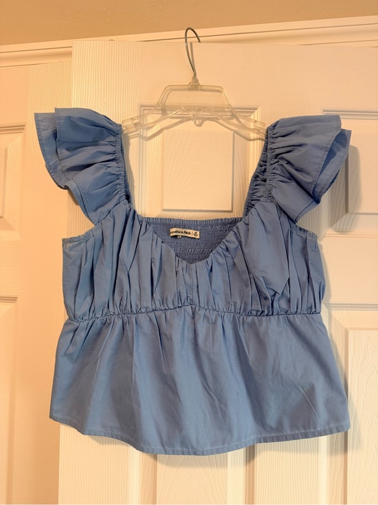 Abercrombie & Fitch Tops - Abercrombie & Fitch Light Blue Smocked Neck Peplum Top